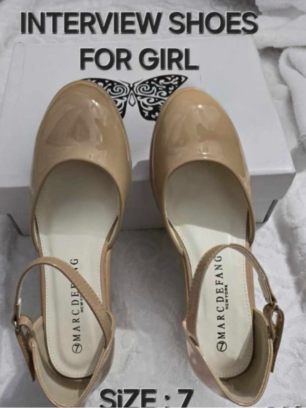 Patent Platform Wedge with Ankle Strap - Beige - Picture 2 of 2